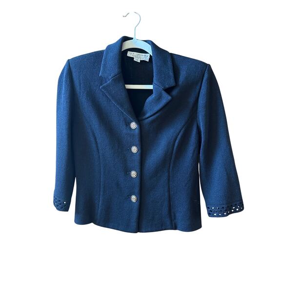 St. John Santana knit classic work business skirt suit gold buttons size 4/6 - Picture 3 of 11